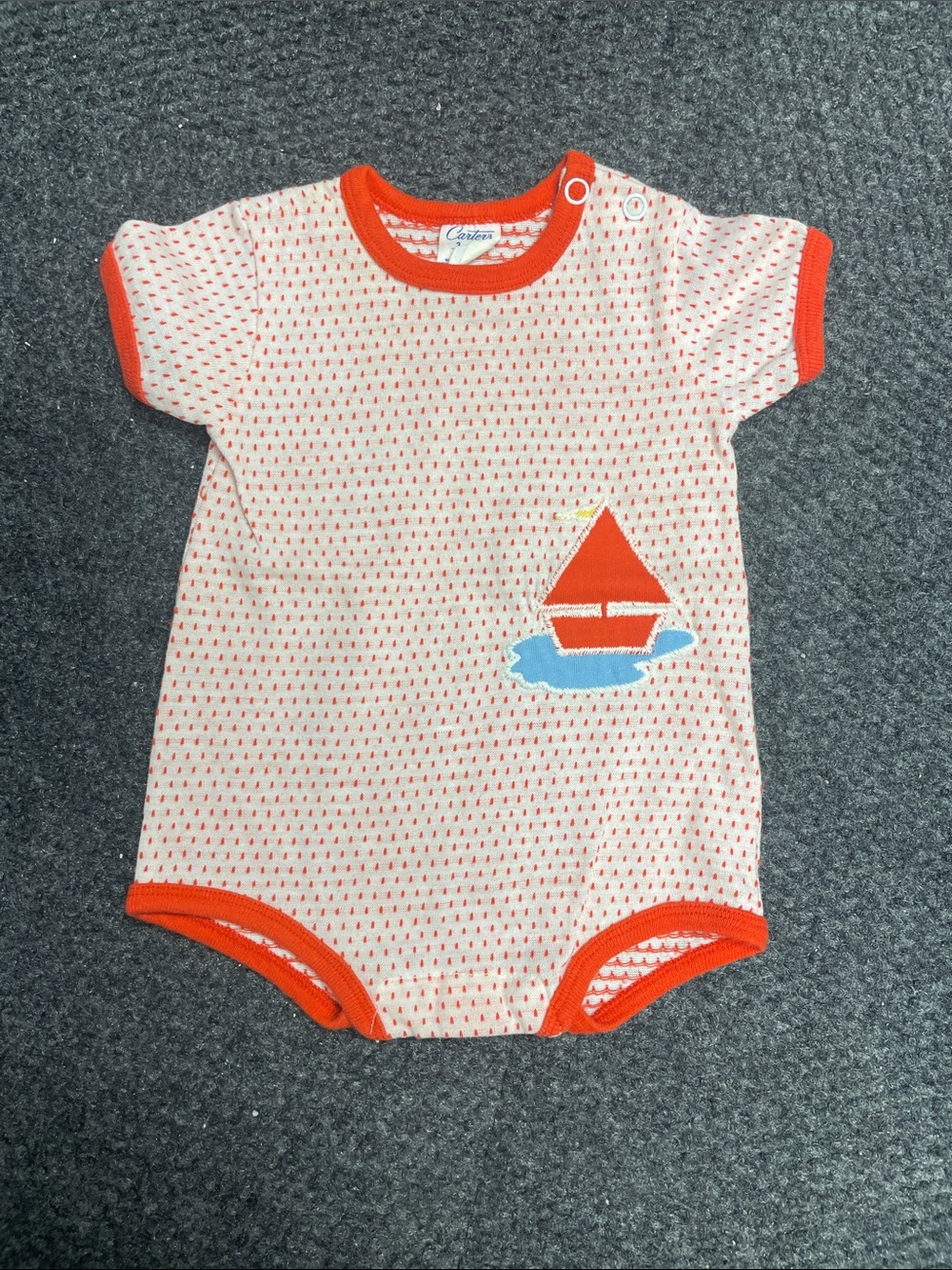 Vintage 1970s Carter's paper tag baby romper one piece Nautical Sailboat 3 month